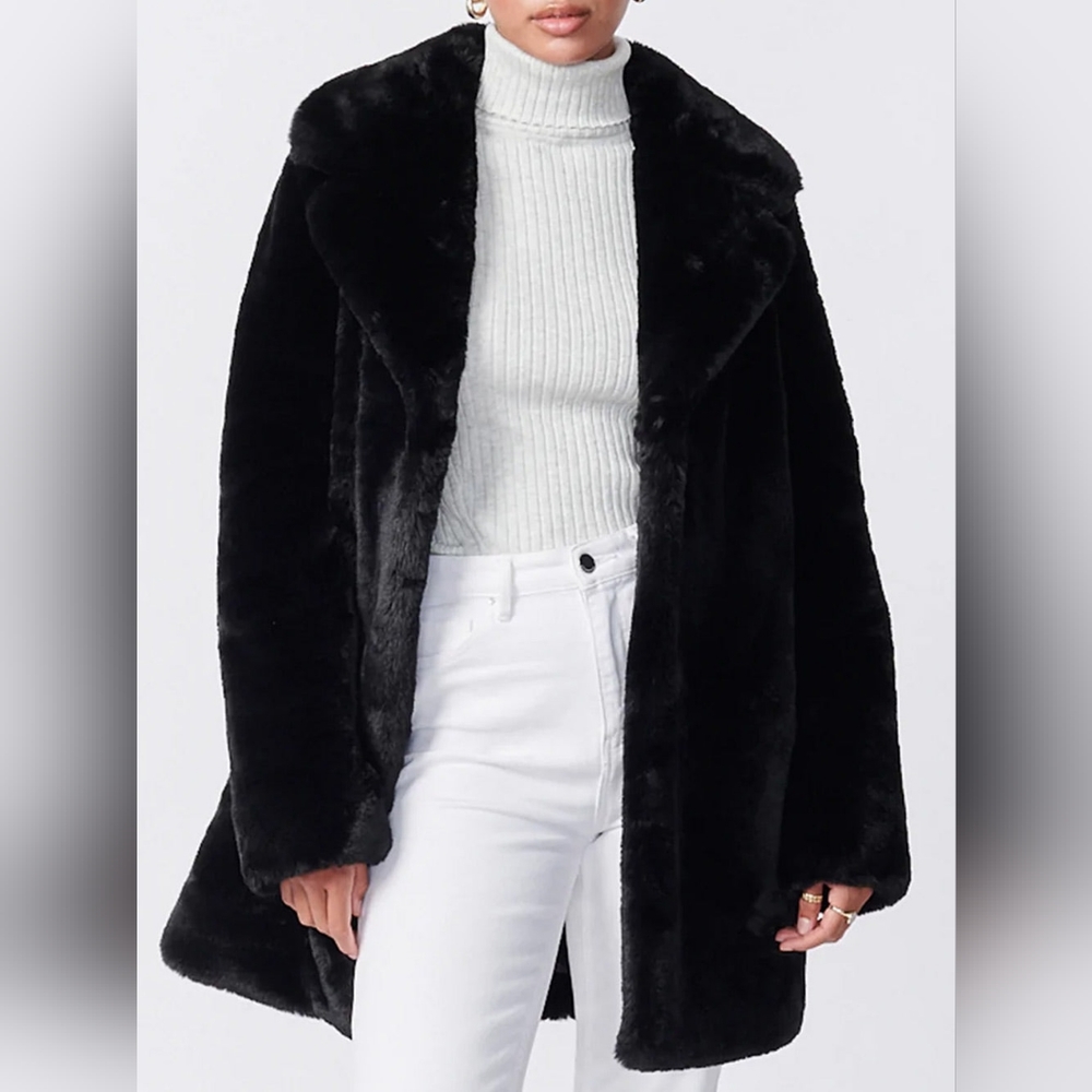 ENA PELLY Black Faux Fur Jacket